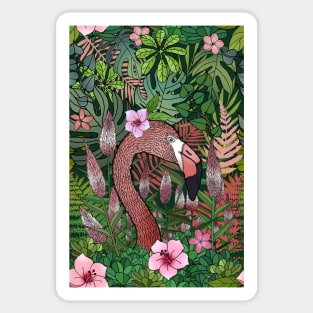 Florencia the Flamingo in her Forest Full of Florals Sticker